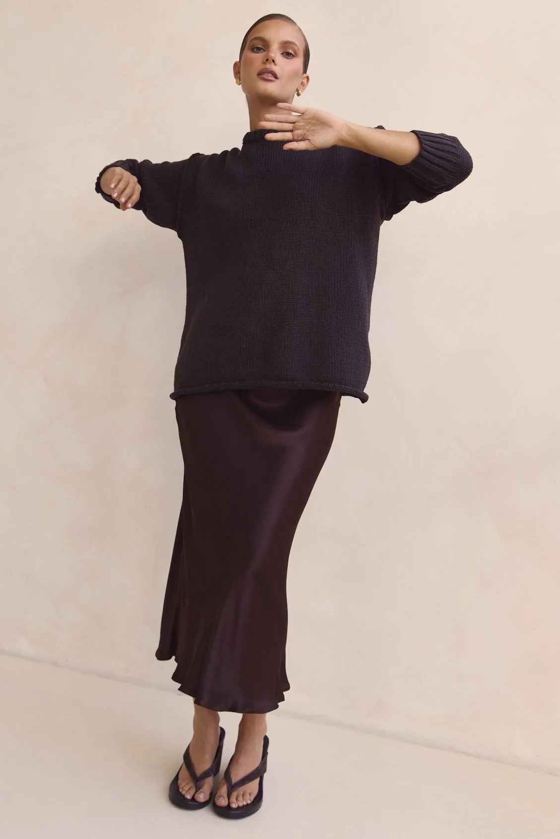 Solene Midi Skirt (Chocolate) sold by Runway Scout product image thumbnail 3