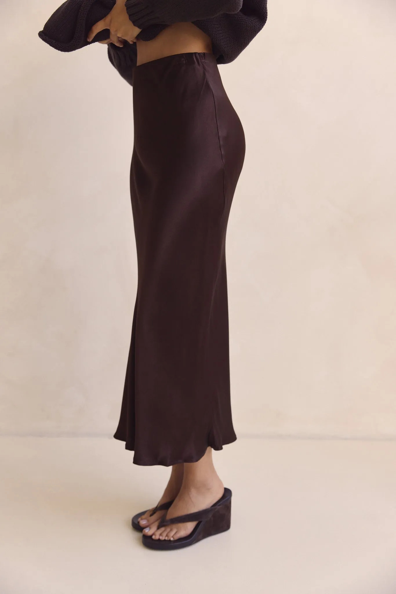 Solene Midi Skirt (Chocolate) sold by Runway Scout product image thumbnail 5