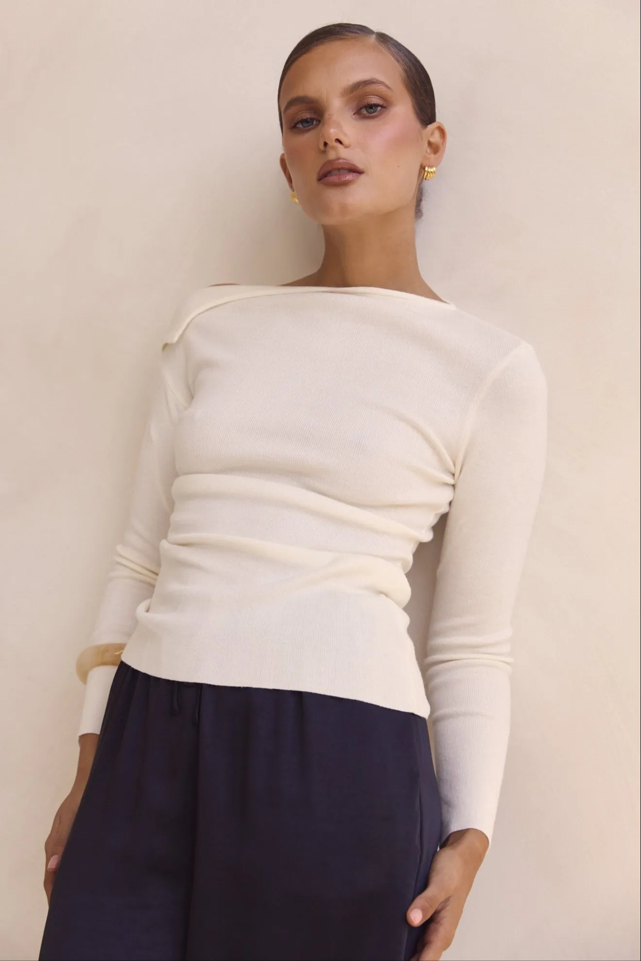 Tanya Knit Top (Cream) sold by Runway Scout