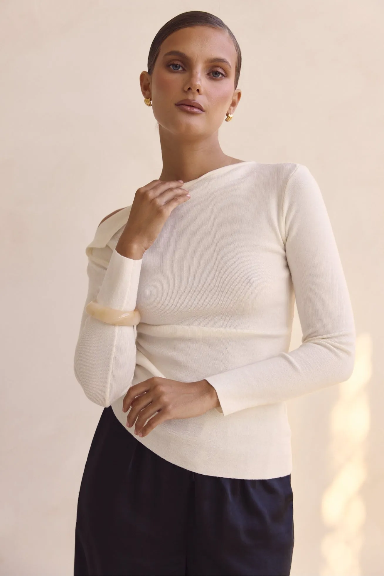 Tanya Knit Top (Cream) sold by Runway Scout product image thumbnail 2