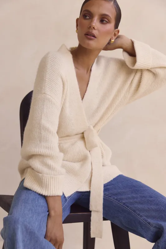 Jiana Knit Cardigan (Cream) sold by Runway Scout