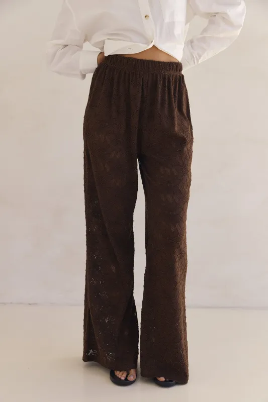 Isola Lace Pant (Chocolate) sold by Runway Scout