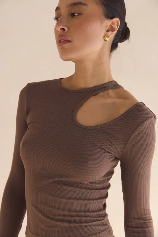 Wynter Long Sleeve Top (Chocolate) sold by Runway Scout