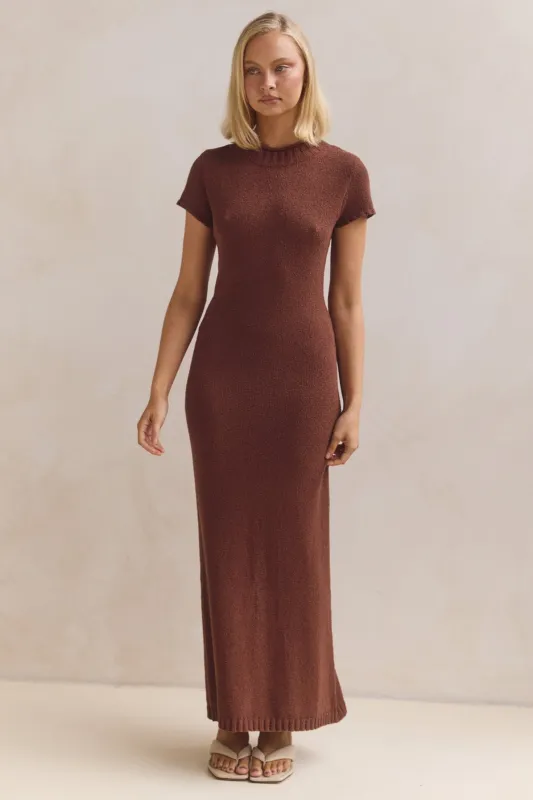 Liliana Knit Maxi Dress (Rust) sold by Runway Scout