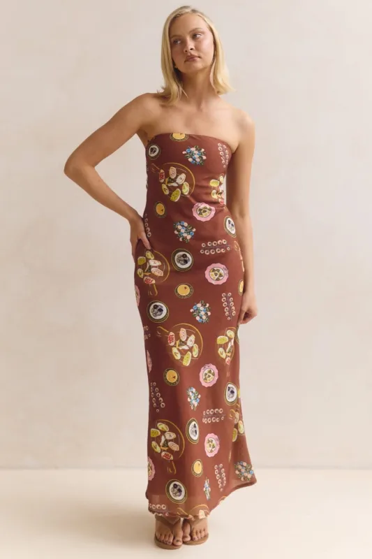 Alba Maxi Dress (Chocolate) sold by Runway Scout