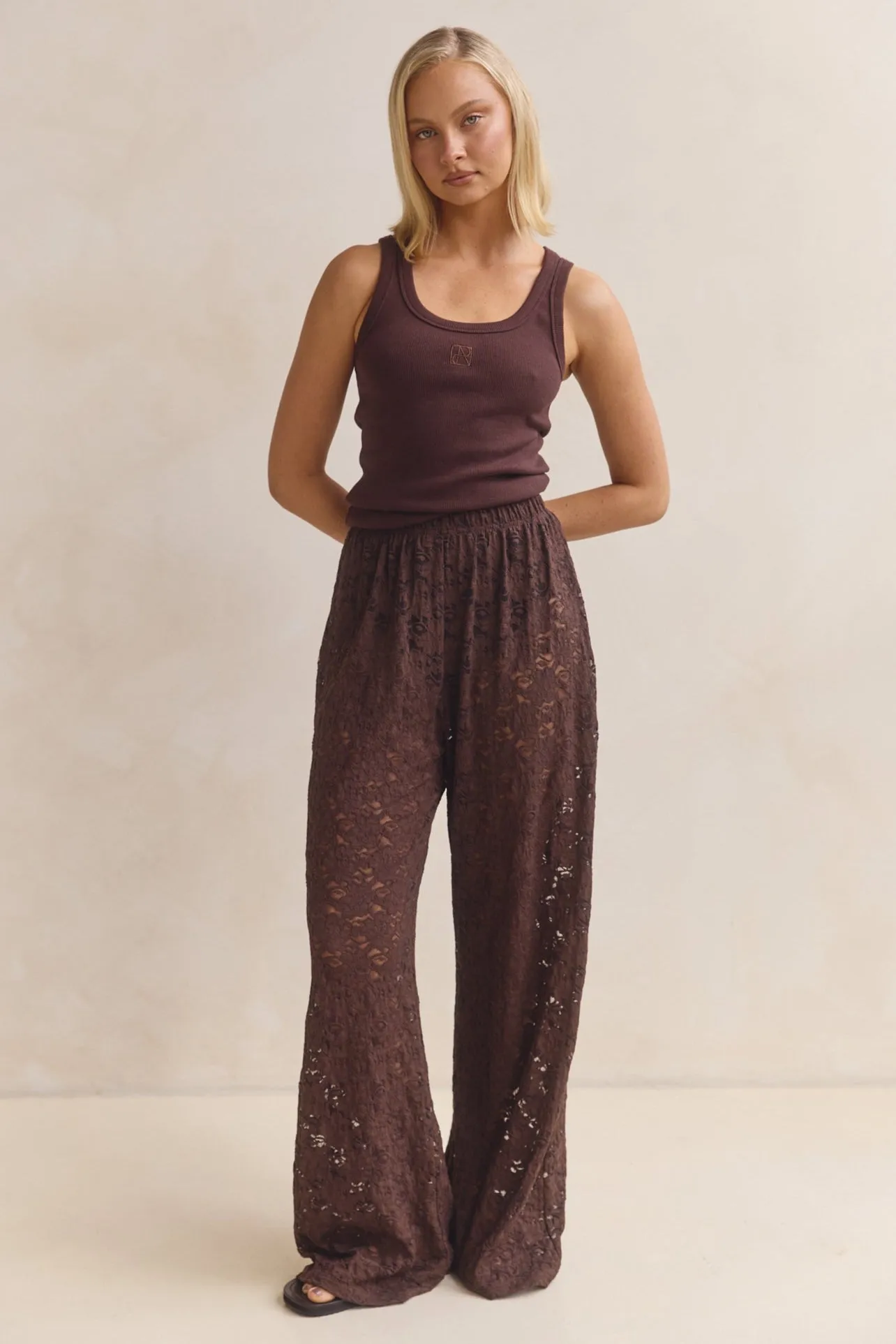 Thea Lace Pant (Chocolate) sold by Runway Scout product image thumbnail 5
