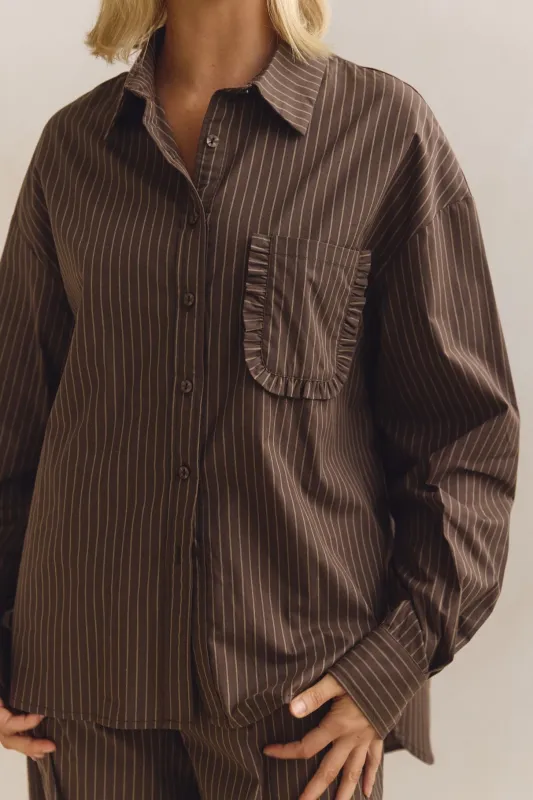 Stevie Shirt (Chocolate) sold by Runway Scout