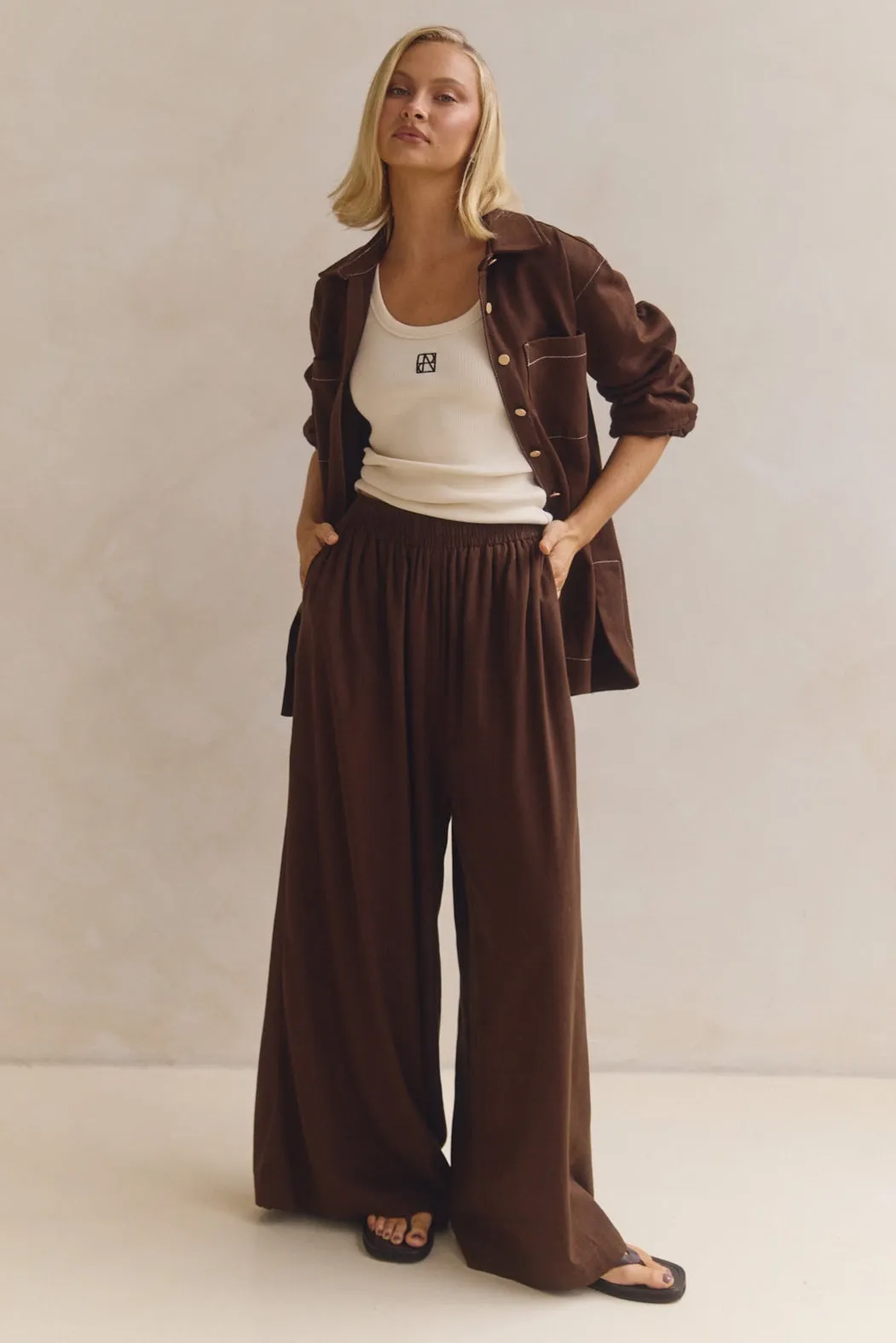 Billie Pant (Chocolate) sold by Runway Scout