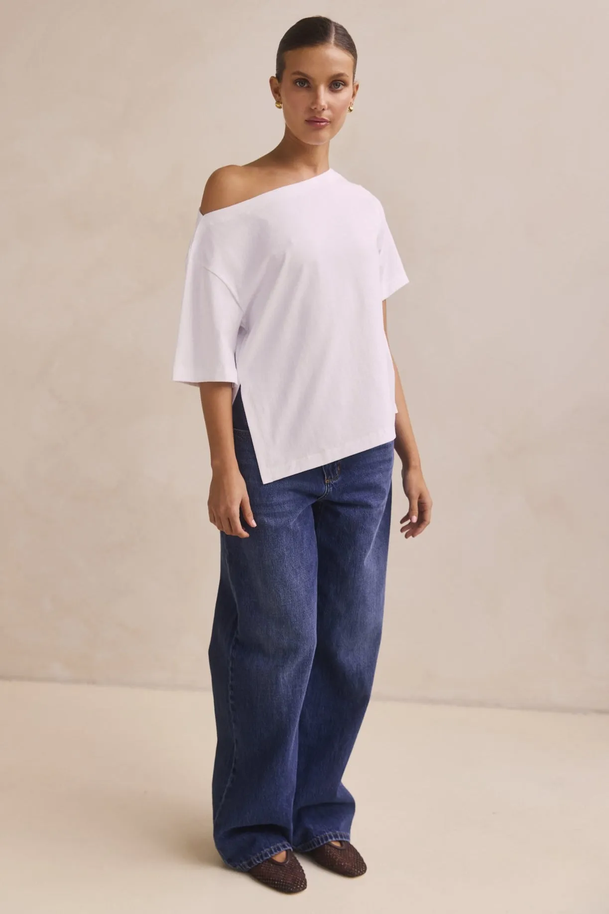 Genevieve Asym Tee (White) sold by Runway Scout product image thumbnail 5