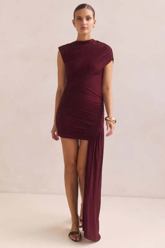 Isadora Mini Dress (Burgundy) sold by Runway Scout