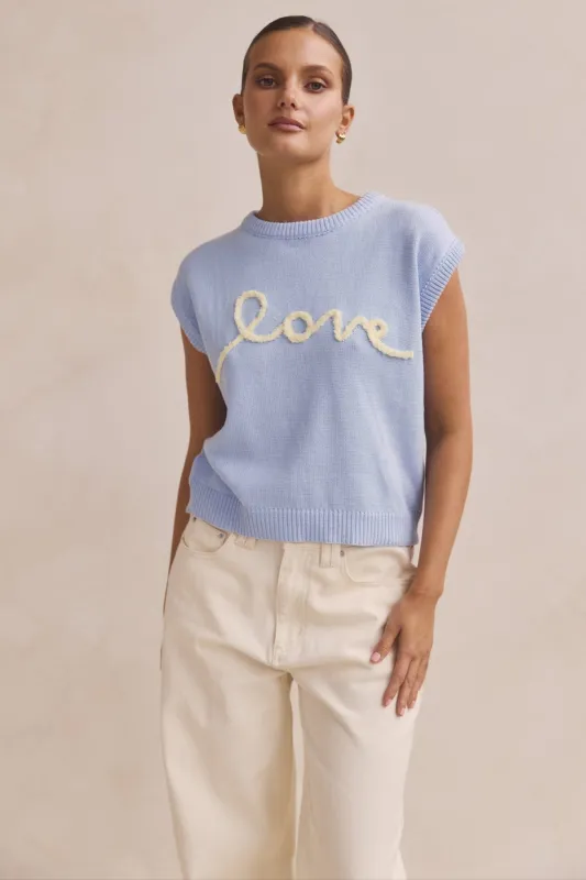 Caterina Knit Top (Blue) sold by Runway Scout