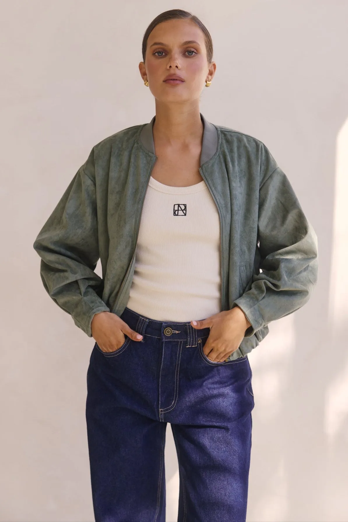 Kora Bomber Jacket (Sage) sold by Runway Scout product image thumbnail 3