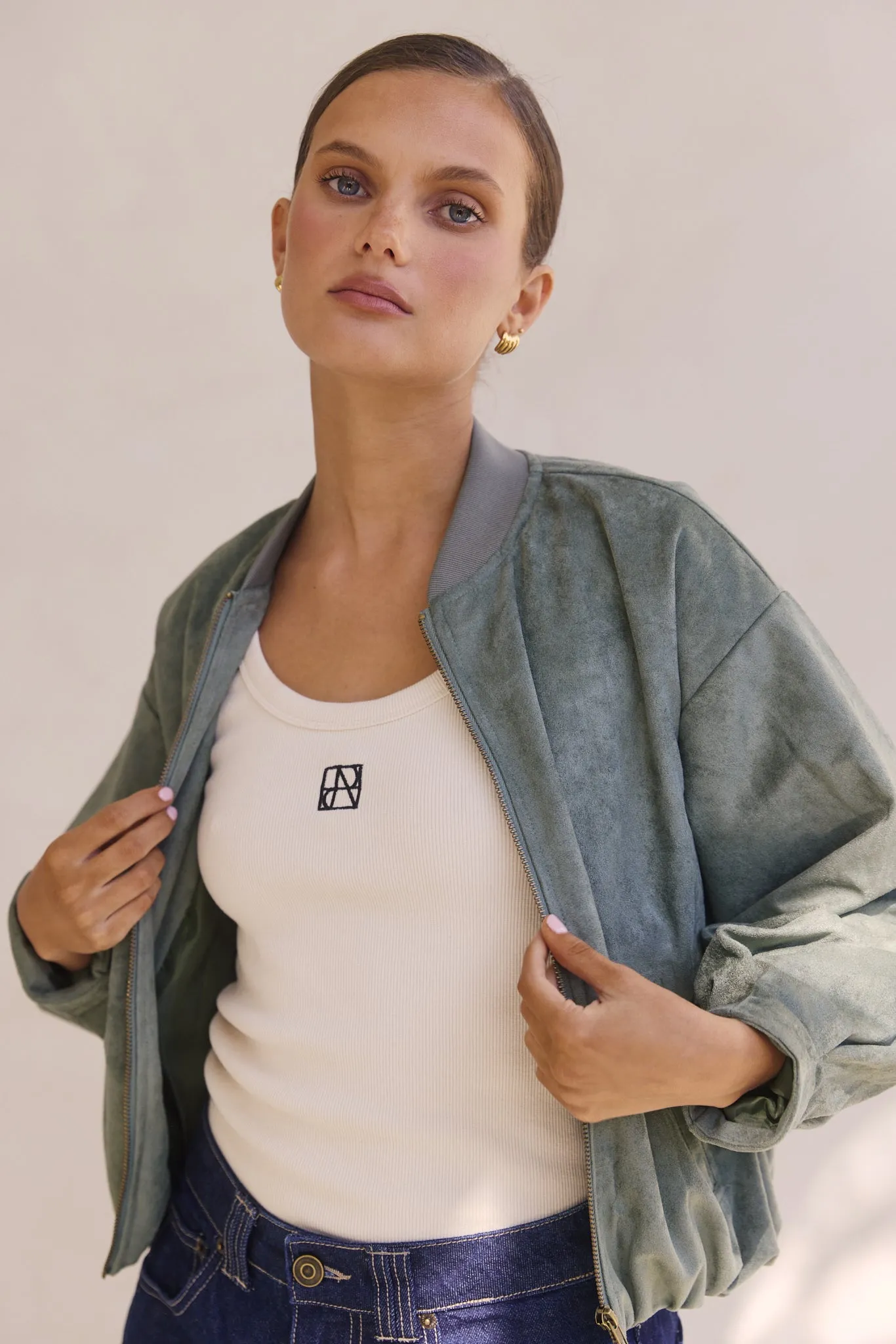 Kora Bomber Jacket (Sage) sold by Runway Scout product image thumbnail 2