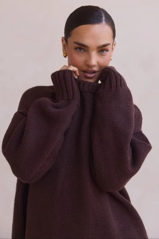 Leila Knit Jumper (Chocolate) sold by Runway Scout