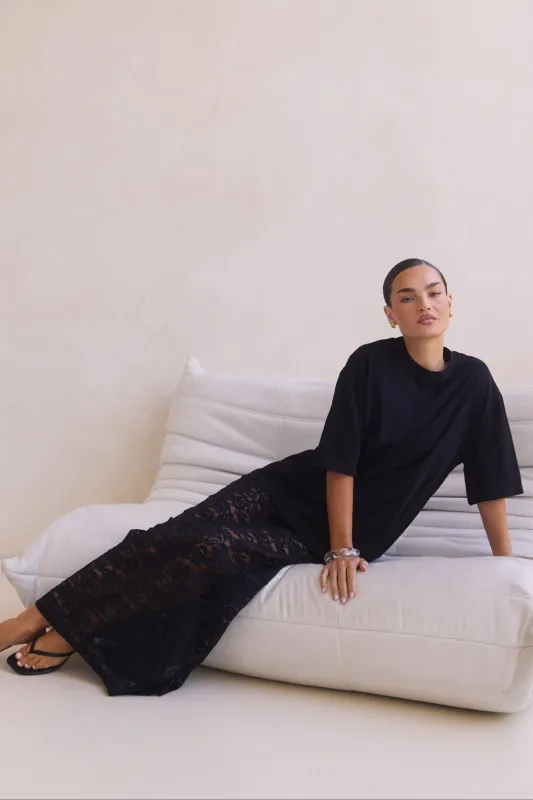 Azariah Lace Maxi Skirt (Black) sold by Runway Scout