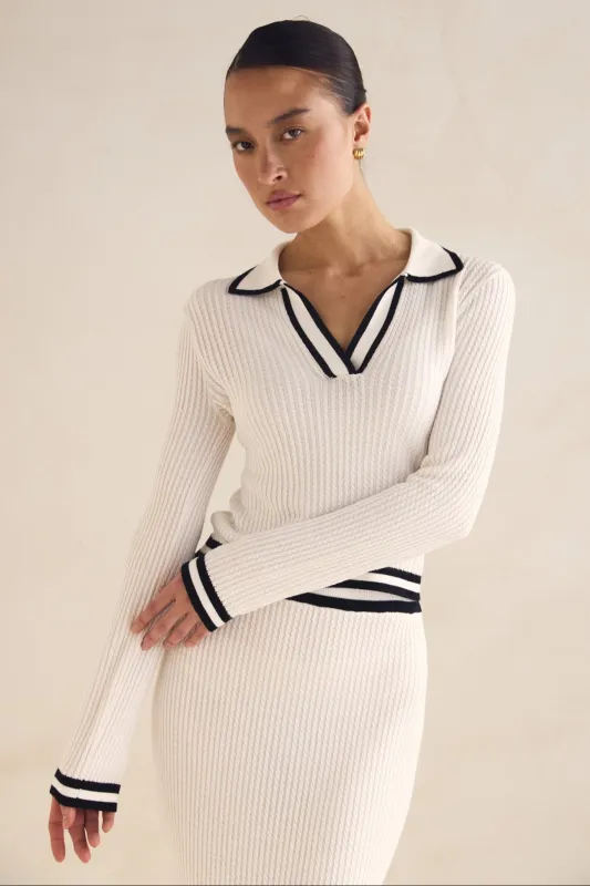 Hadley Long Sleeve Top (White) sold by Runway Scout