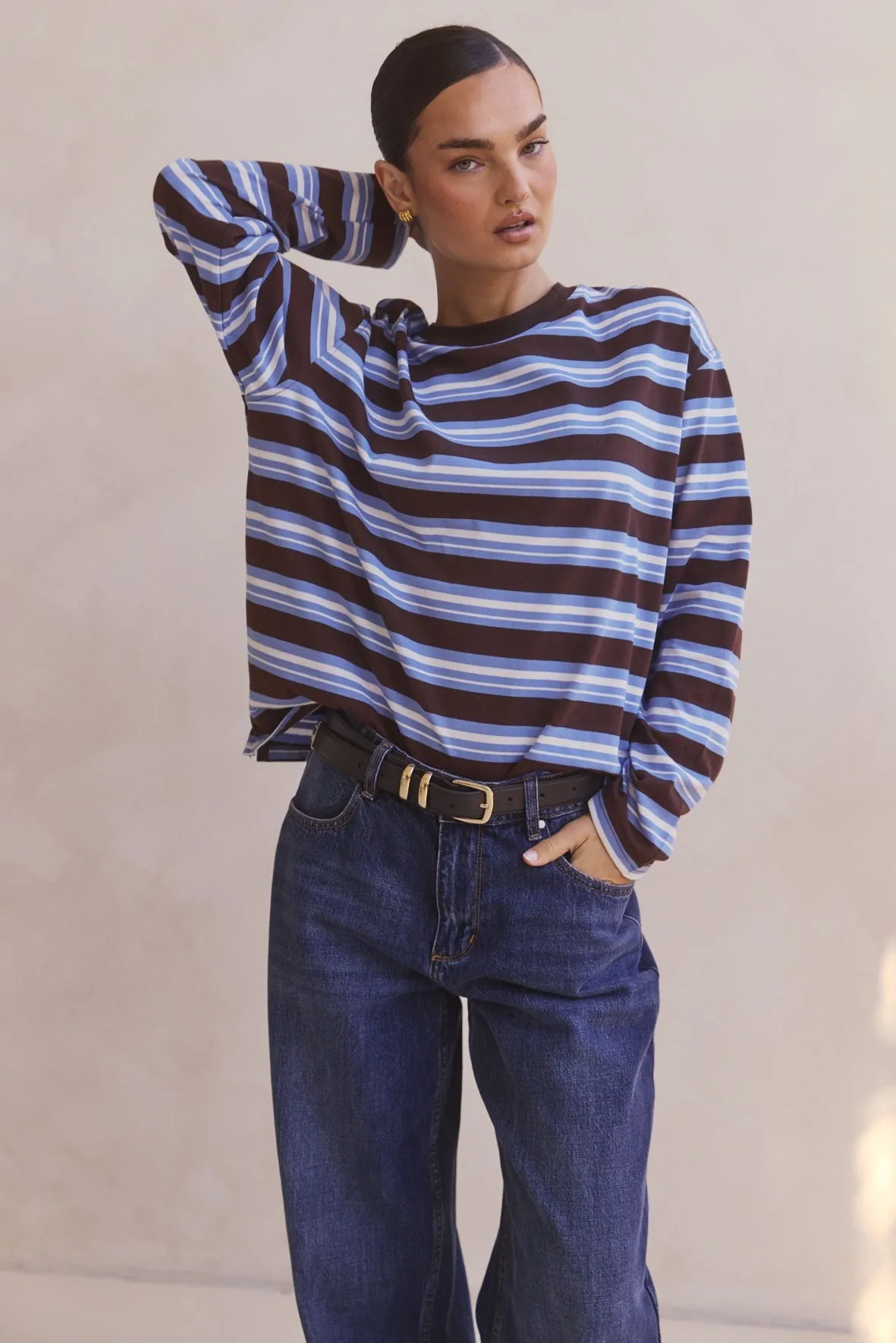 Kyra Long Sleeve Top (Chocolate) sold by Runway Scout