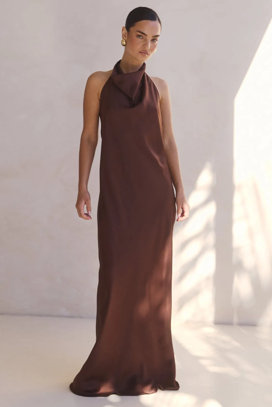 Kaila Maxi Dress (Chocolate) sold by Runway Scout