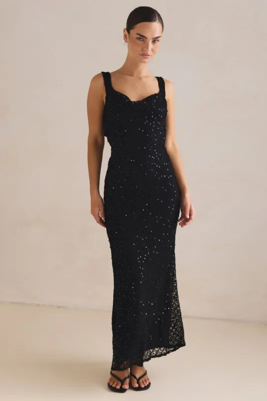 Allegra Maxi Dress (Black) sold by Runway Scout