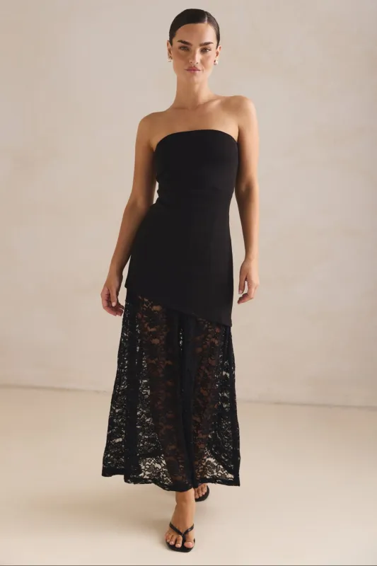 Scarlett Lace Midi Dress (Black) sold by Runway Scout