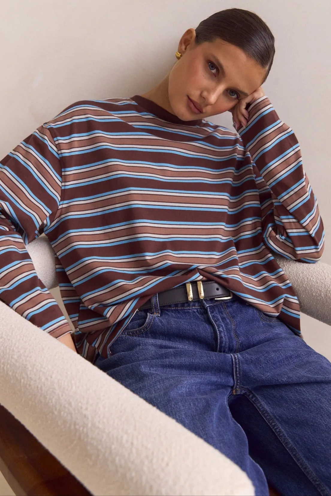 Kyra Long Sleeve Top (Brown) sold by Runway Scout