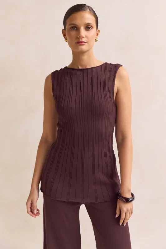 Anna Knit Top (Chocolate) sold by Runway Scout