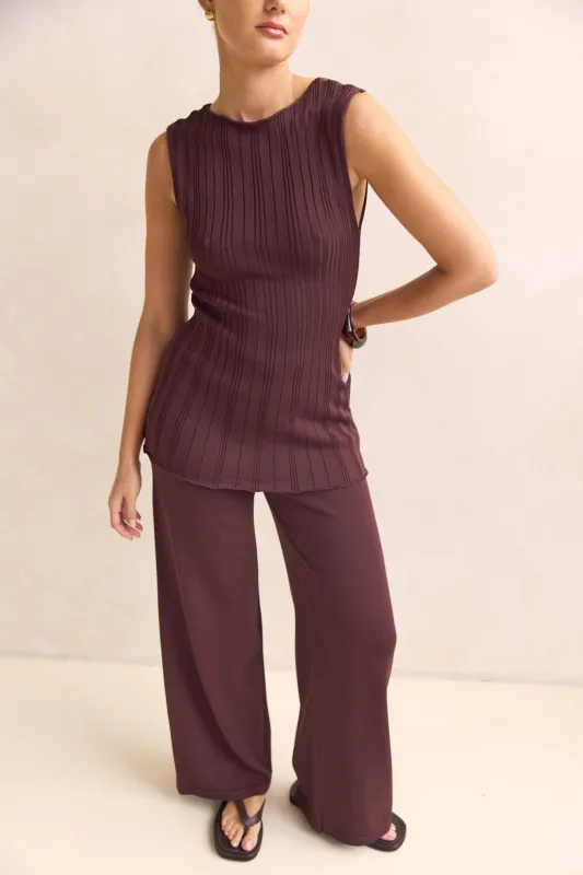 Anna Knit Pant (Chocolate) sold by Runway Scout