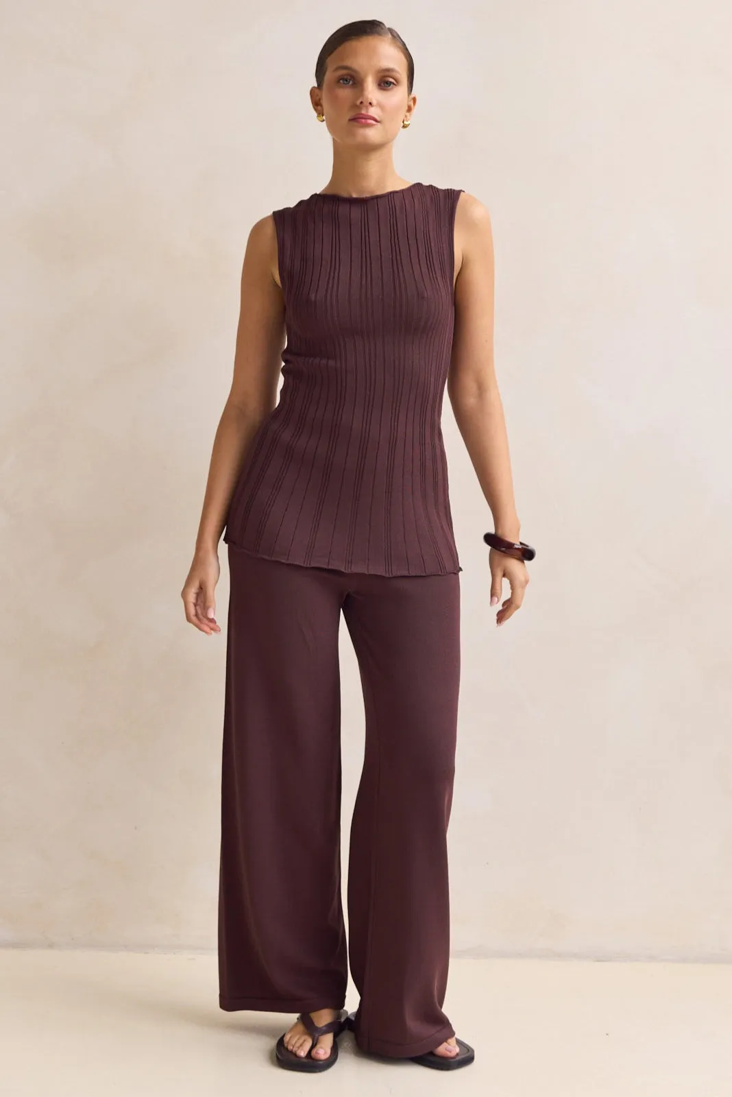 Anna Knit Pant (Chocolate) sold by Runway Scout product image thumbnail 2