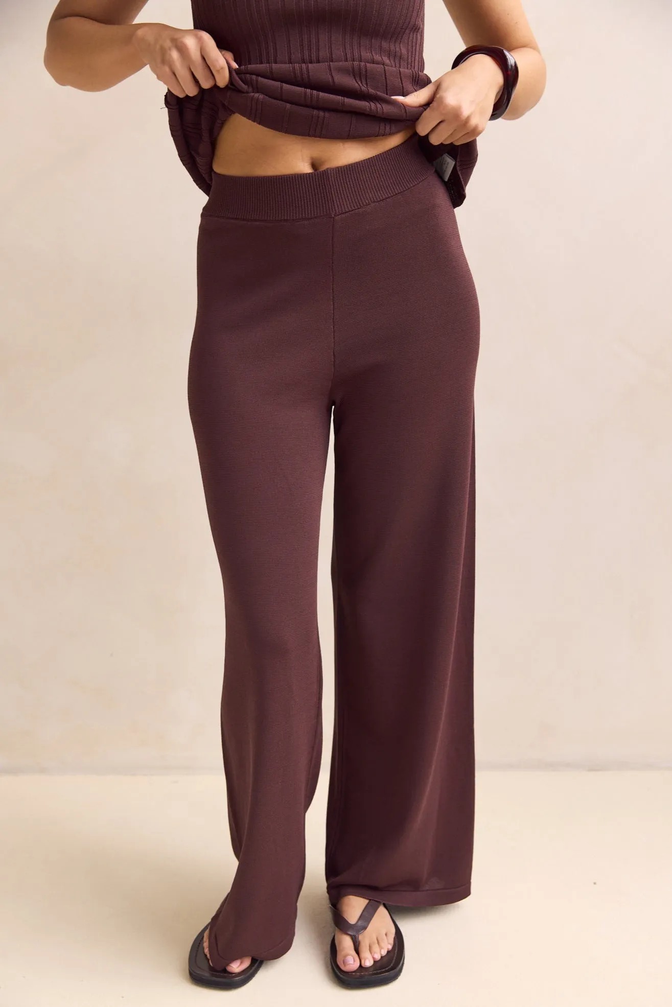 Anna Knit Pant (Chocolate) sold by Runway Scout product image thumbnail 3