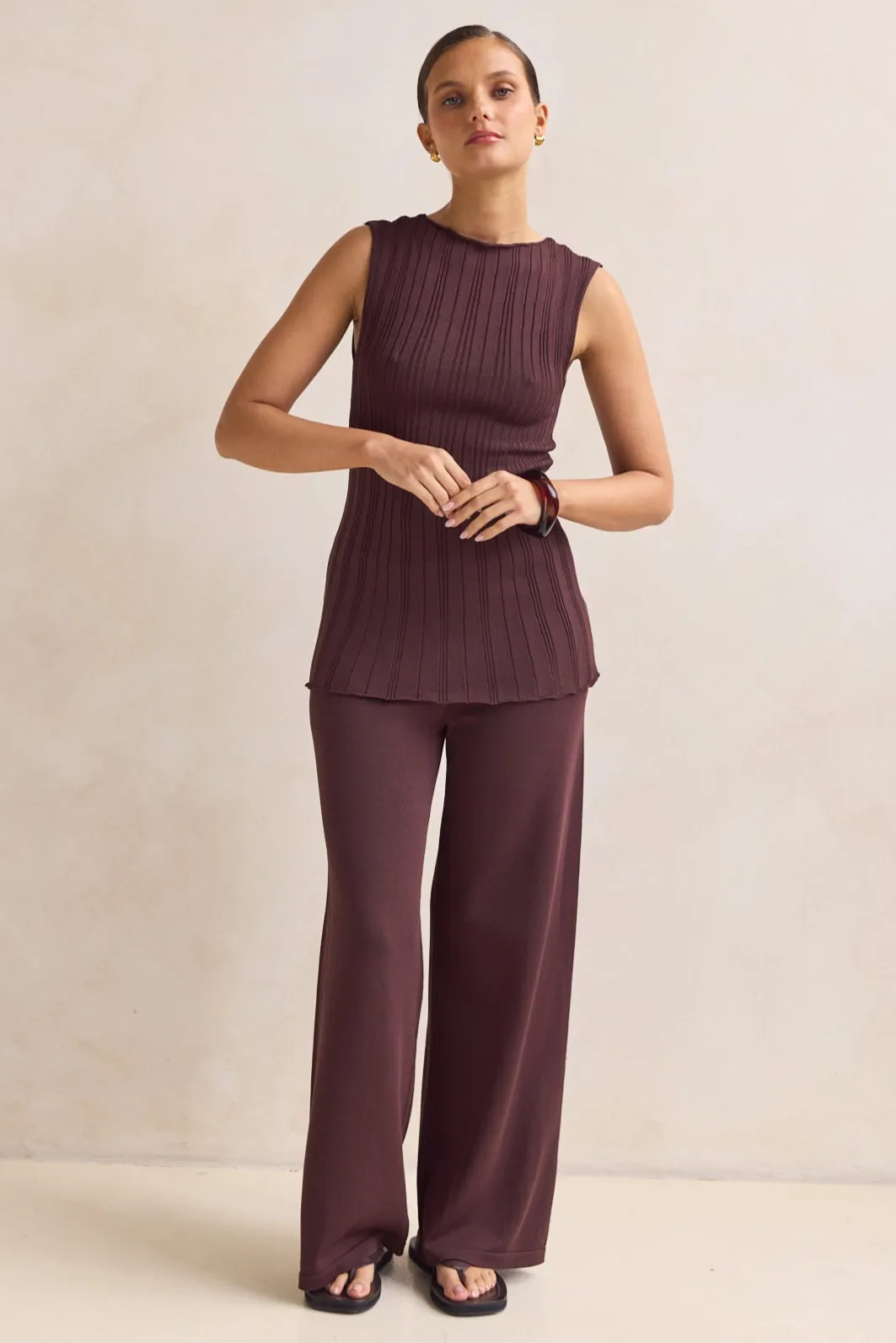 Anna Knit Pant (Chocolate) sold by Runway Scout product image thumbnail 4
