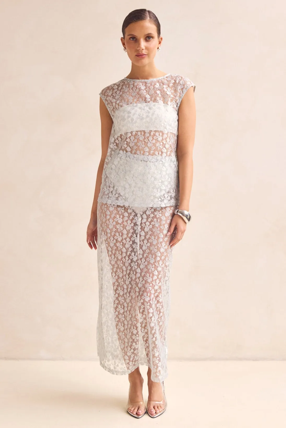 Jaida Lace Top (Blue) sold by Runway Scout product image thumbnail 4