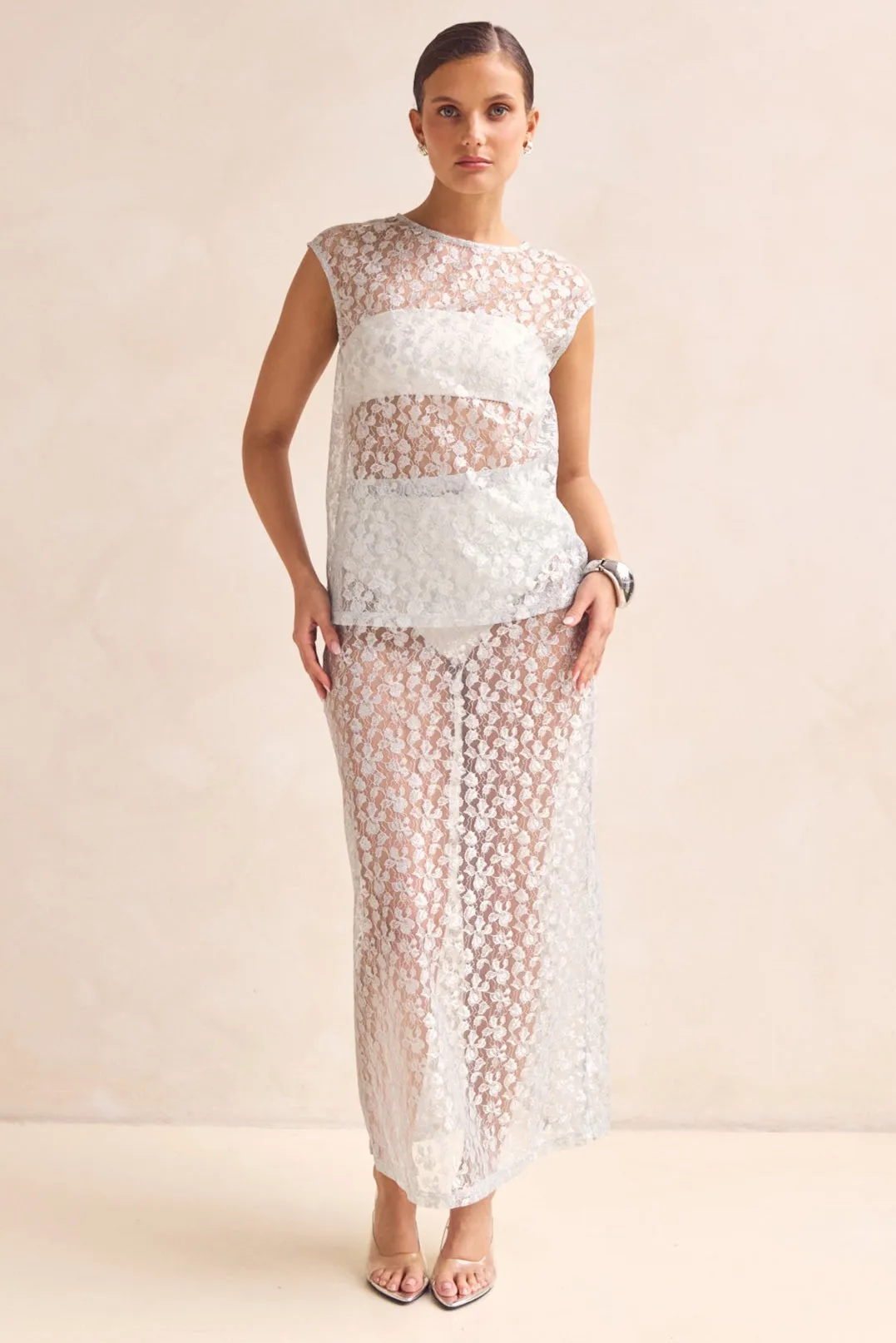 Jaida Lace Top (Blue) sold by Runway Scout product image thumbnail 3