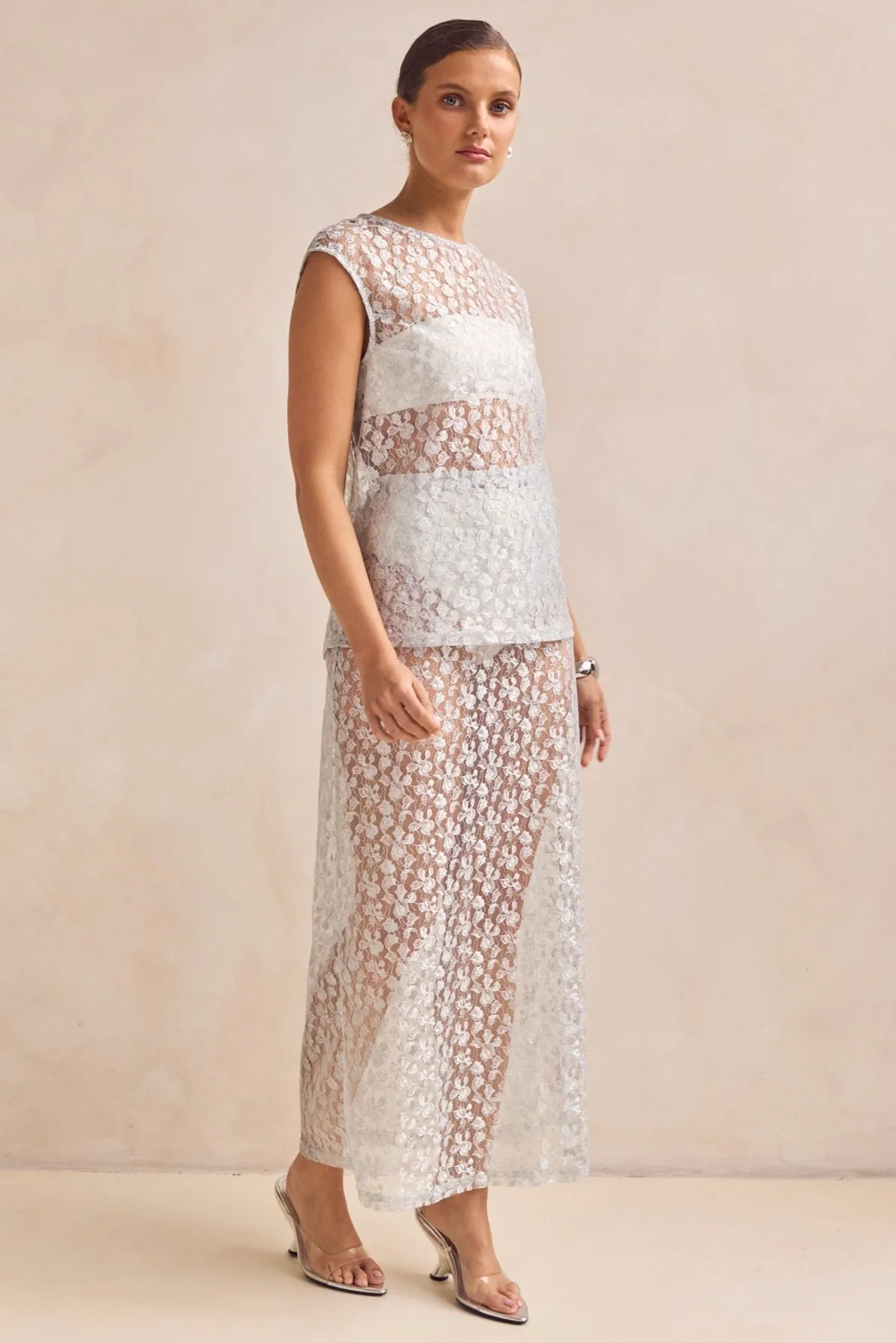 Jaida Lace Midi Skirt (Blue) sold by Runway Scout product image thumbnail 5