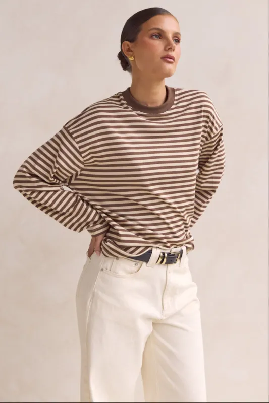 Hayden Long Sleeve Top (Brown) sold by Runway Scout