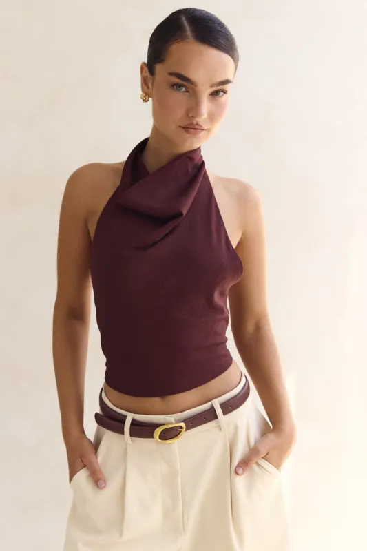 Tess Halter Top (Chestnut) sold by Runway Scout