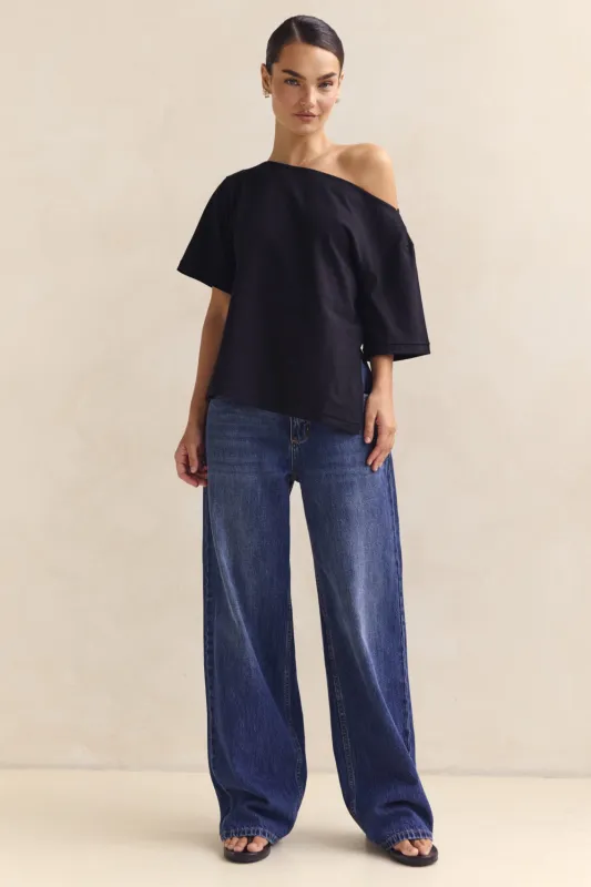 Genevieve Asym Tee (Black) sold by Runway Scout