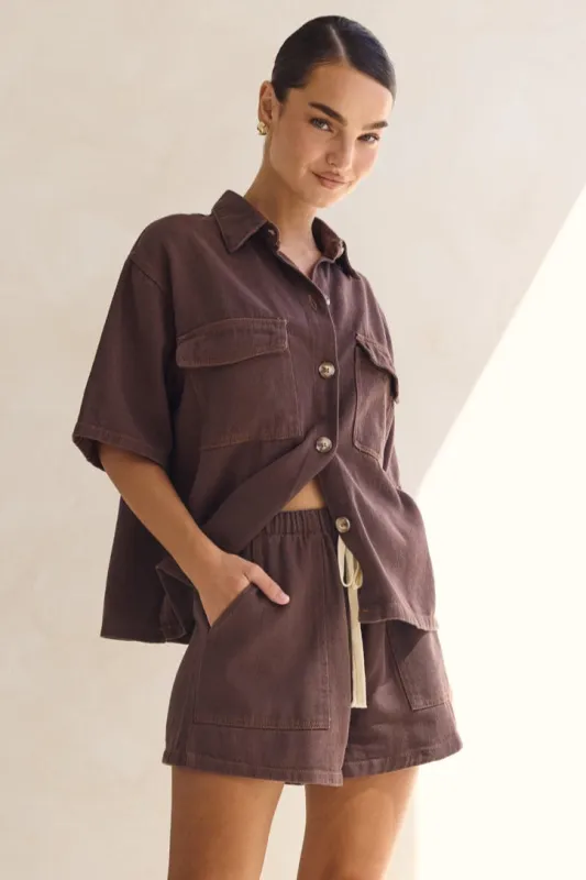 Beatrice Denim Set (Chocolate) sold by Runway Scout