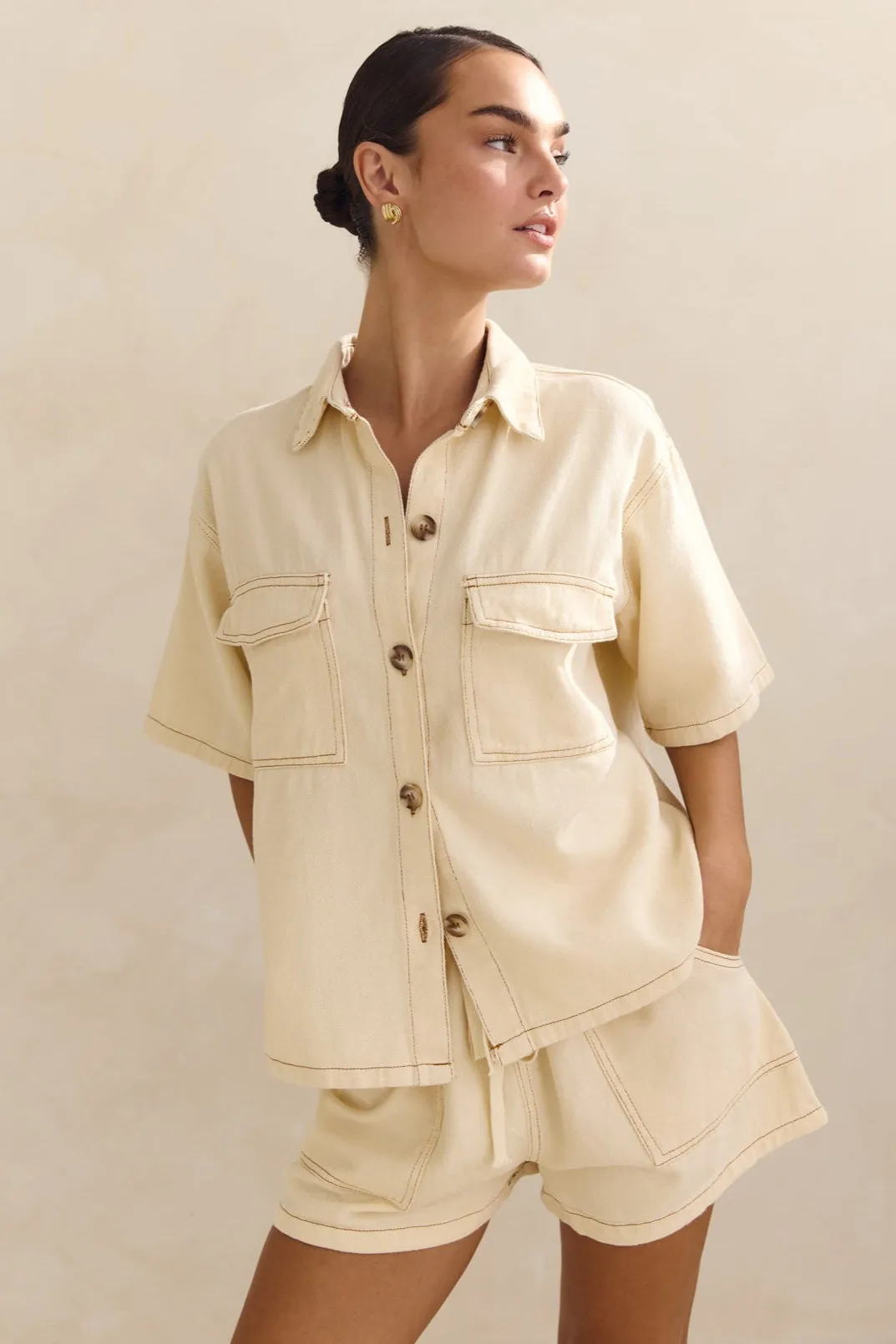 Beatrice Denim Set (Cream) sold by Runway Scout product image thumbnail 5