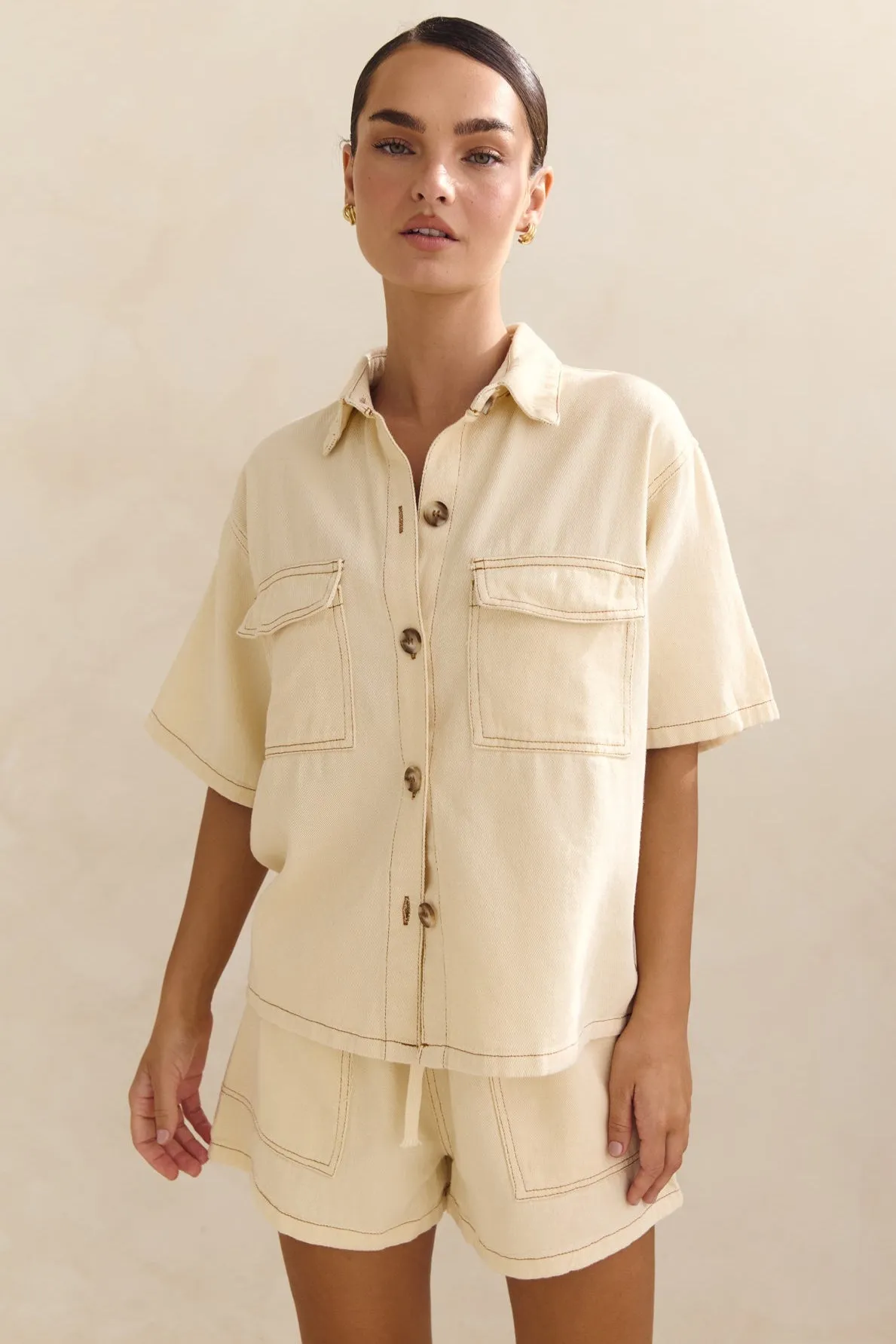 Beatrice Denim Set (Cream) sold by Runway Scout product image thumbnail 2