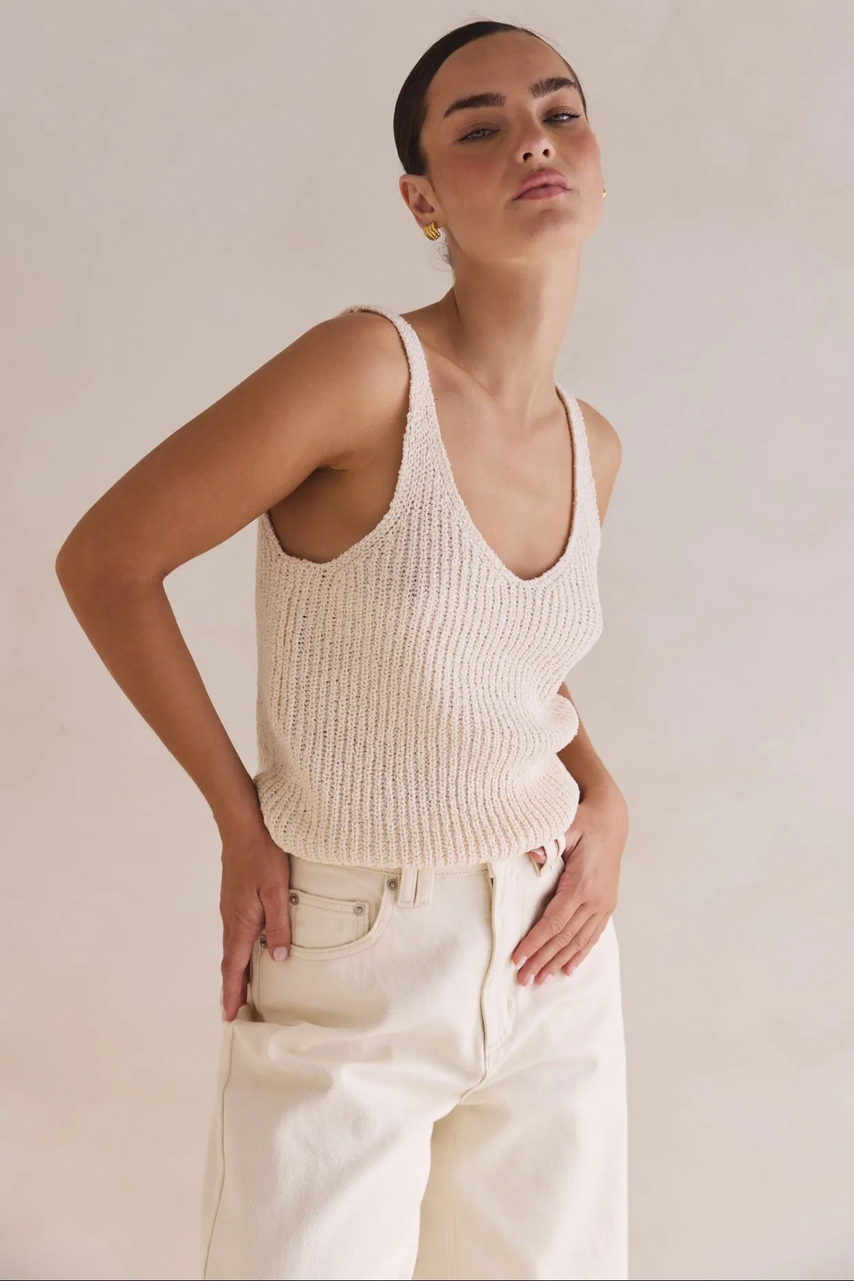 Leah Knit Top (Cream) sold by Runway Scout product image thumbnail 3