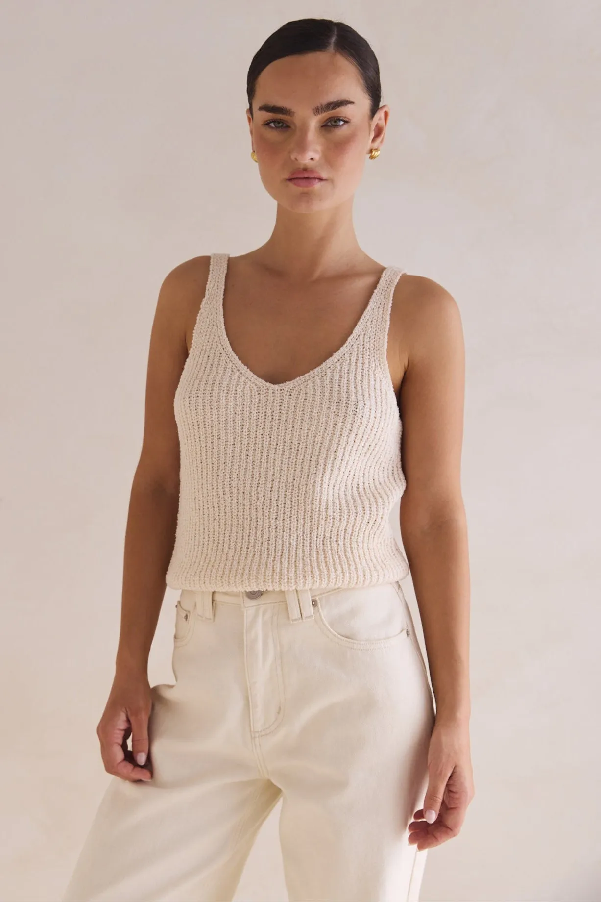 Leah Knit Top (Cream) sold by Runway Scout