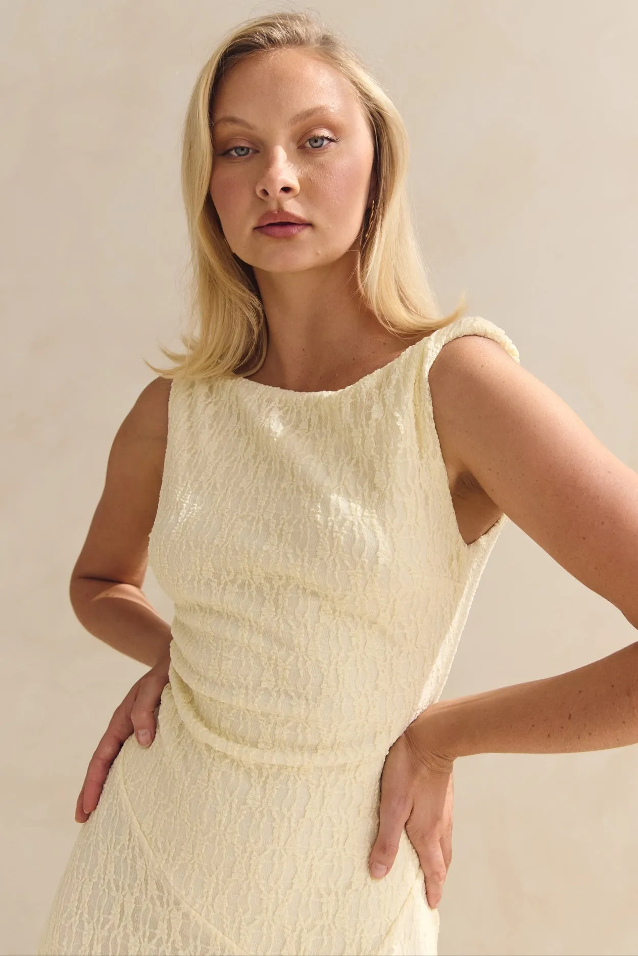 Gianna Lace Maxi Dress (Butter) sold by Runway Scout product image thumbnail 4