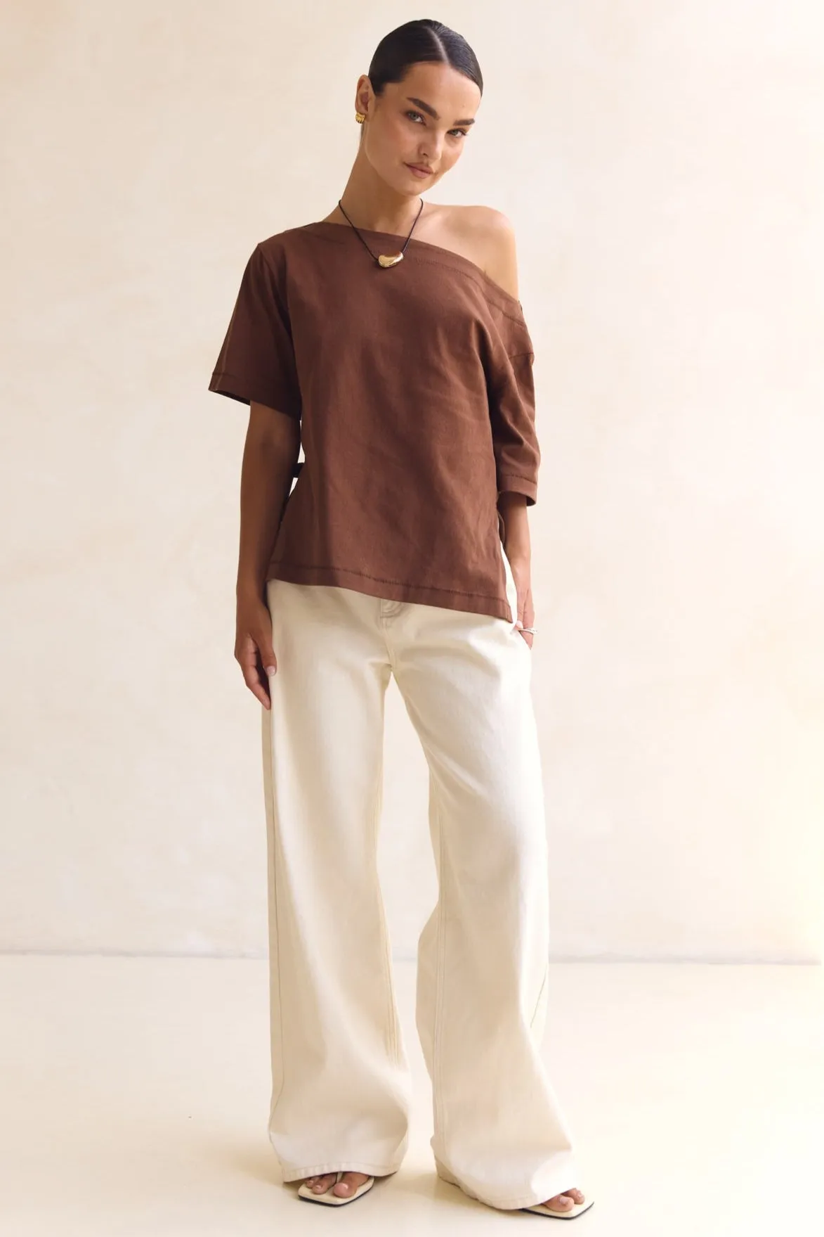 Genevieve Asym Top (Chocolate) sold by Runway Scout product image thumbnail 2