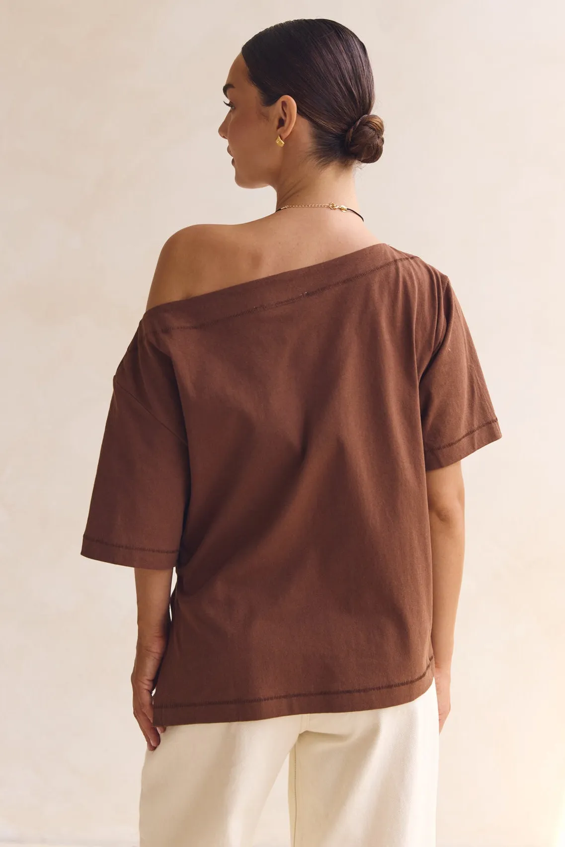 Genevieve Asym Top (Chocolate) sold by Runway Scout product image thumbnail 4