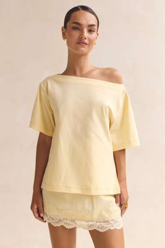 Genevieve Asym Top (Yellow) sold by Runway Scout
