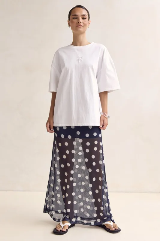 Leni Maxi Skirt (Navy) sold by Runway Scout