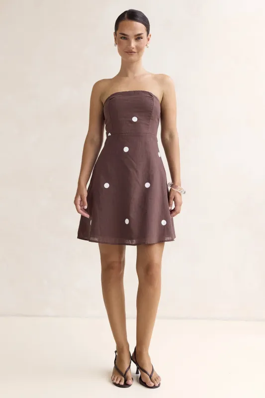 Bowie Mini Dress (Chocolate) sold by Runway Scout