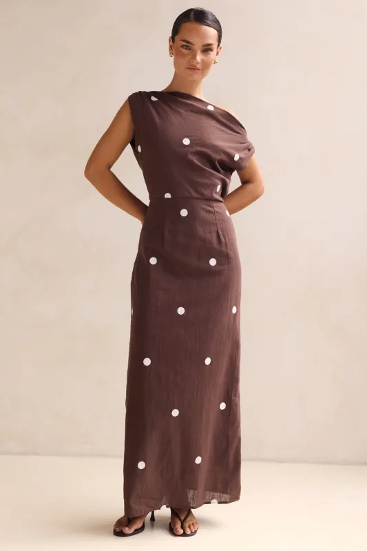 Veda Maxi Dress (Chocolate) sold by Runway Scout