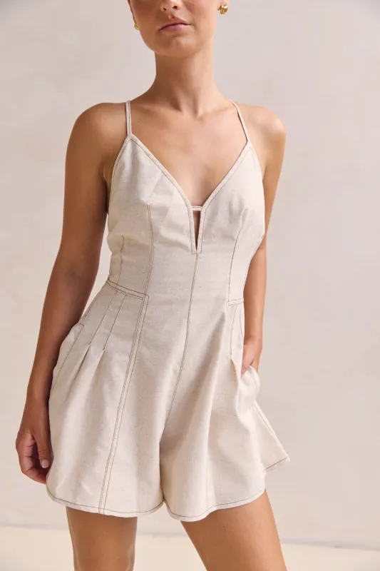 Juno Playsuit (Beige) sold by Runway Scout