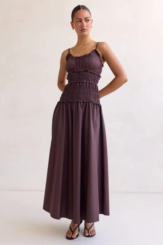 Brooke Maxi Dress (Chocolate) sold by Runway Scout